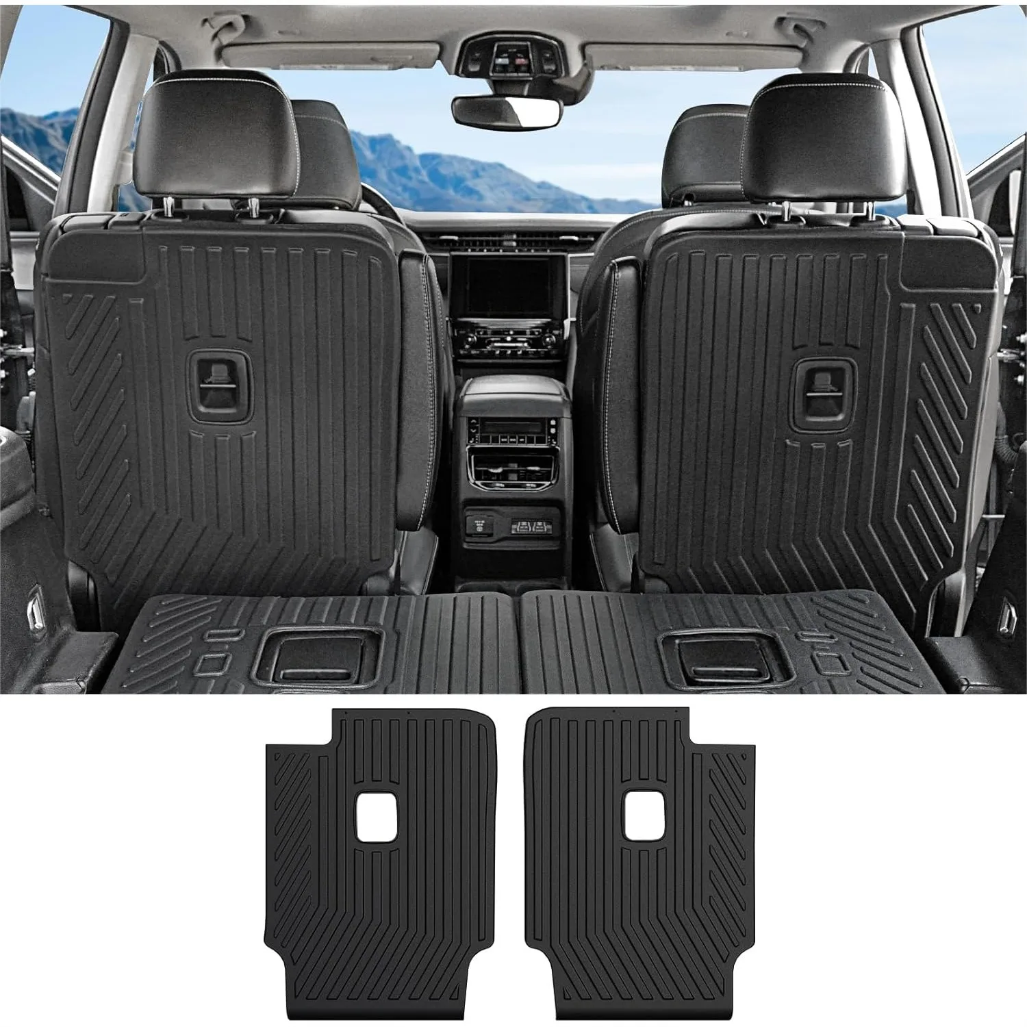 

Kick Mats for 2021-2026 Jeep Grand Cherokee L 2nd Row Captain Chairs, All Weather TPE Seatback Protector Accessories