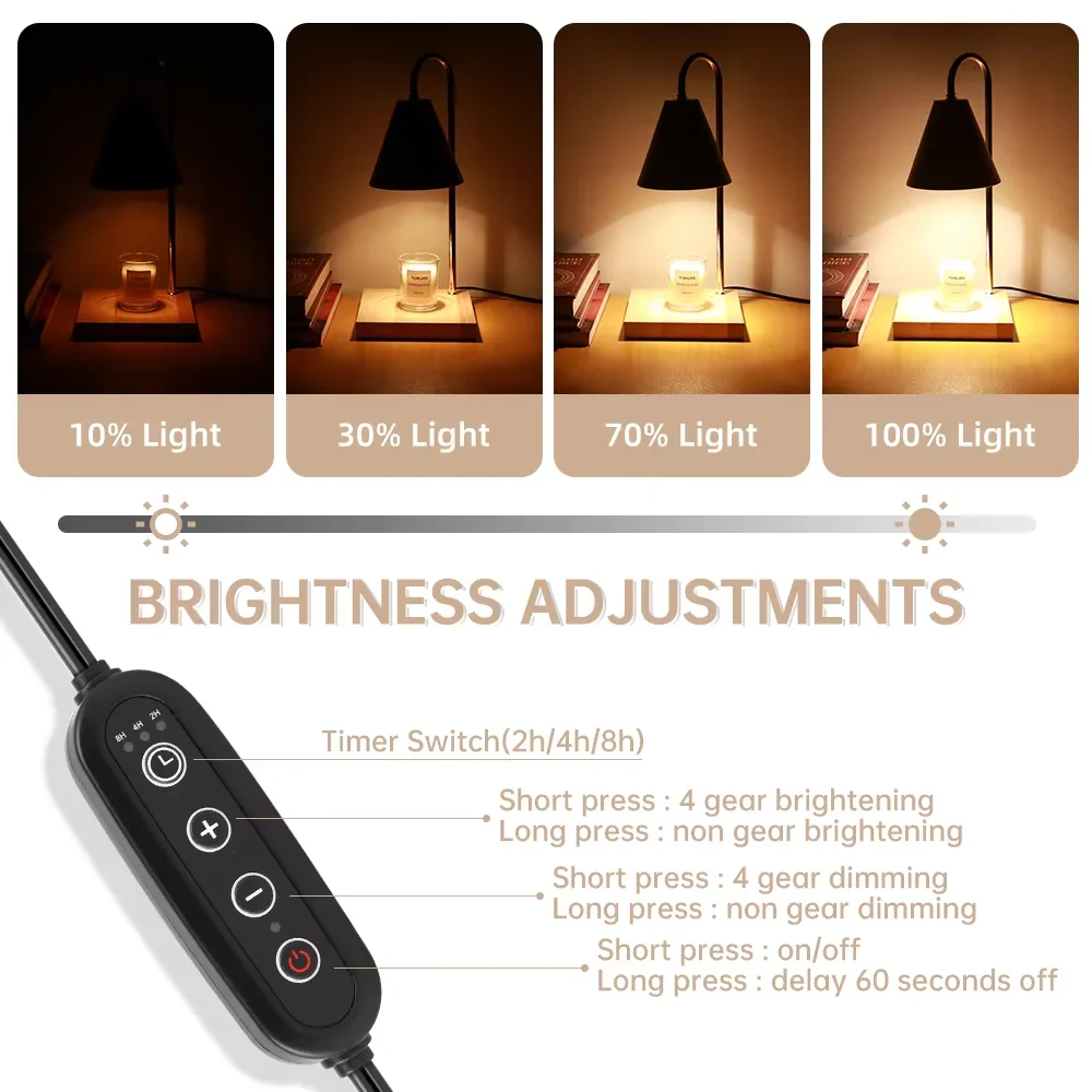 Table Lamps Led Candle Warmer Lamp for Home Decor Aromatherapy Melting Wax Night Light With Timer Dimming Desk Lights Girl Gift