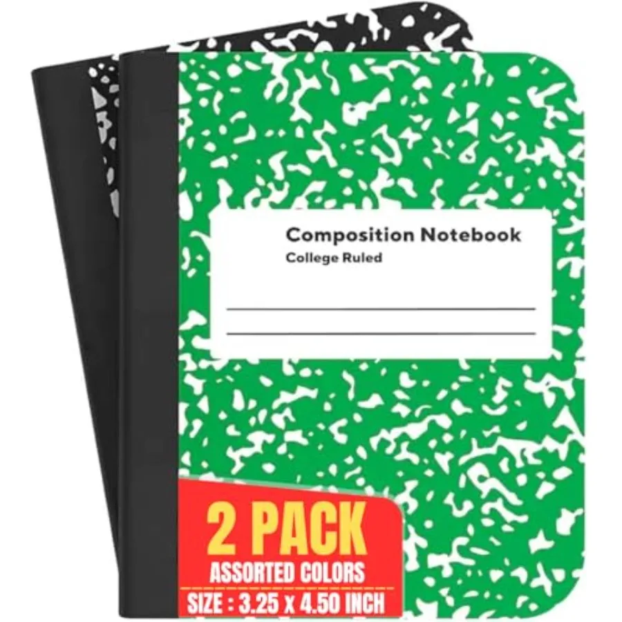 

Mini Composition Notebooks, 3 1/4in x 4 1/2in, Marble, College Ruled Notebook Paper, 80 Sheets, Assorted Colors, 2 Pack