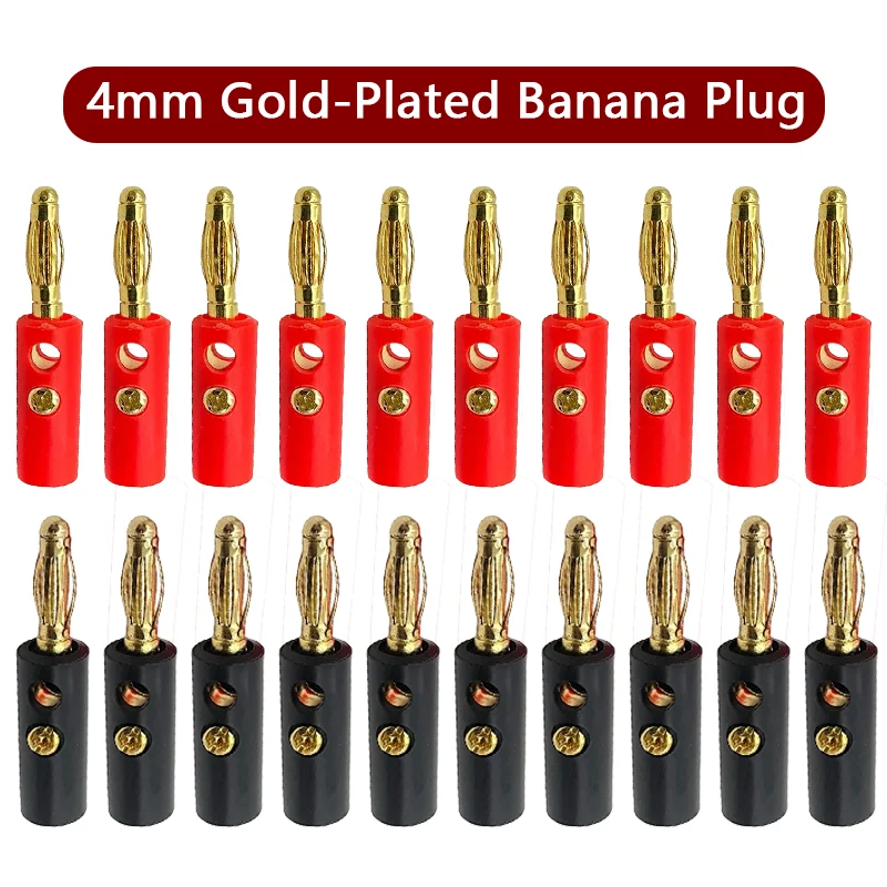 

40Pcs Gold Plated 4mm Speaker Banana Connector Horn Plug Compatible With Up To 3mm Diameter Of Speaker Cable