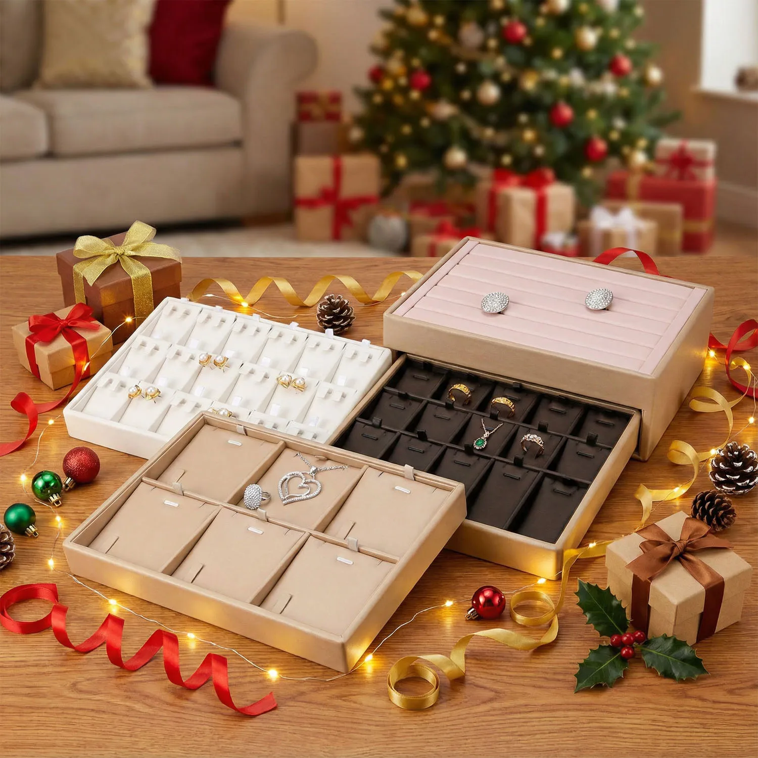 

Многоцветный лоток для ювелирных изделий, ожерелье, подвеска, лоток для дисплея, органайзер для колец-гвоздиков, чехол для хранения для прямой трансляции, бусины «сделай сам»