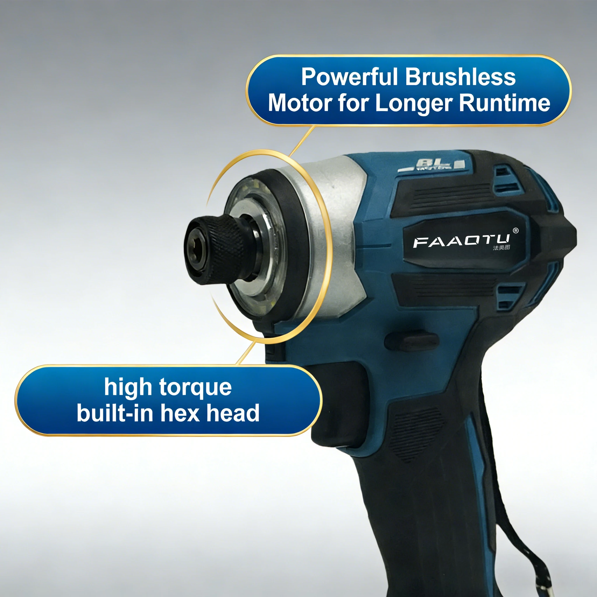 FAAOTU DTD173 Cordless Impact Driver Brushless Electric Drill Screwdriver Twin LED Light Compatible with MT batteries NO battery