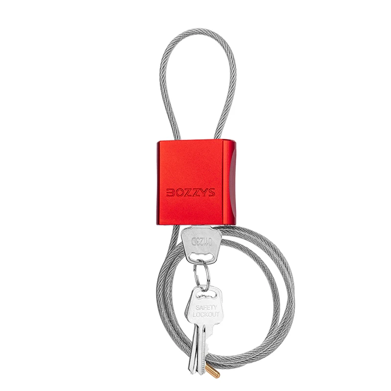 

BOZZYS Retractable Steel Cable Lockout Adjustable Safety Padlock for Gym Bike Toolbox