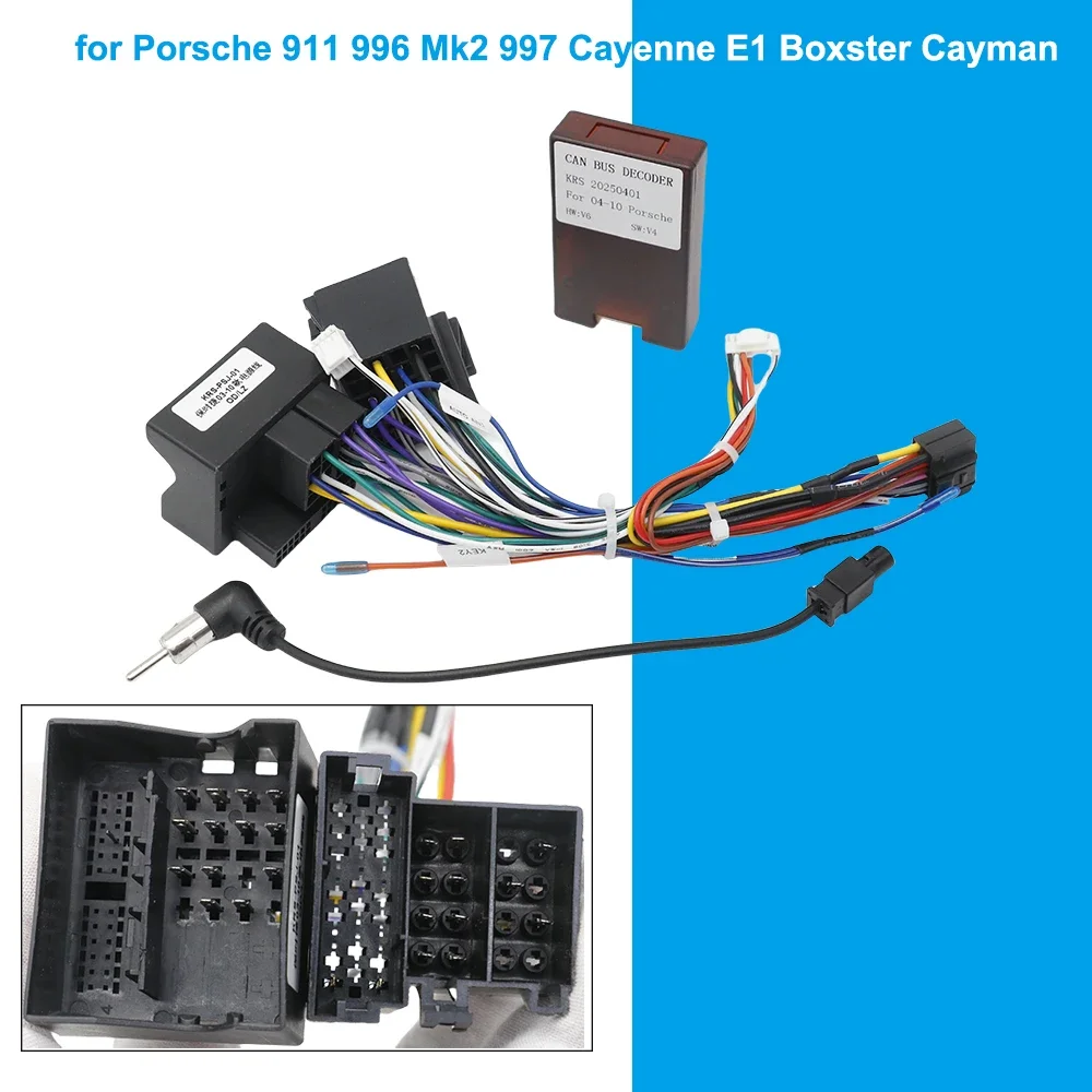 CAN BUS декодер 16-контактный адаптер жгута проводов ISO Quadlock соединительный кабель для Porsche 911 996 Mk2 997 Cayenne E1 Boxster Cayman CAN BUS декодер 16-контактный адаптер жгута проводов ISO Quadlock соединительный кабель для Porsche 911 996 Mk2 997 Cayenne E1 Boxster Cayman