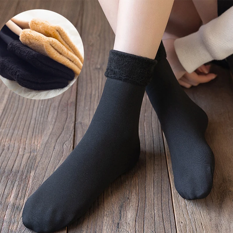 Thick Socks Women Winter Solid Fleece Knee-high Socks Warm Elastic Soft Snow Socks Comfortable Velvet Sleeping Woman Stock