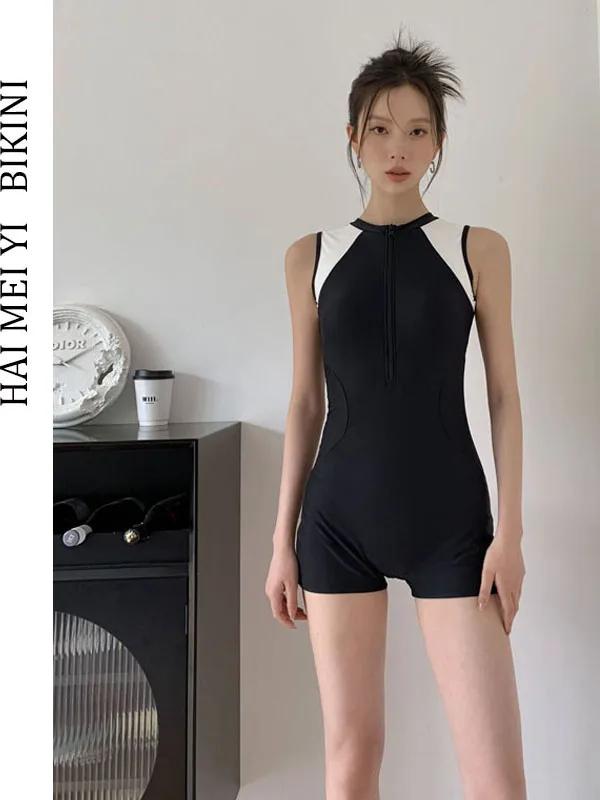 

Hamiyi Conservative One-Piece Swimsuit Women's Student Small Chest Flat Angle Belly Covering Slimming Hot Spring Vacation Swi...