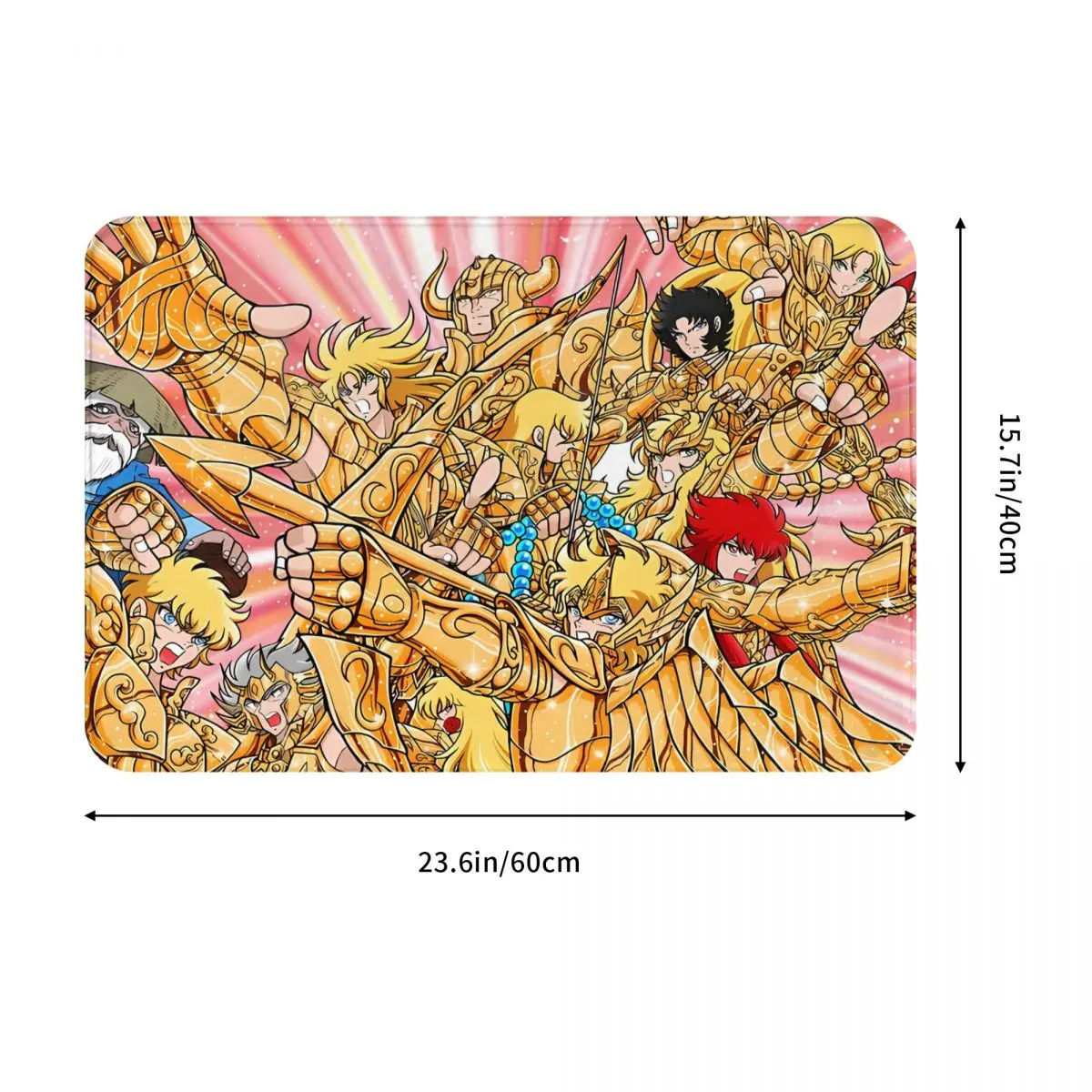 Gold Characters Saint Seiya Knights of the Zodiac Anime Anti-Slip Rug Doormat Kitchen Mat Floor Carpet Welcome Decorative