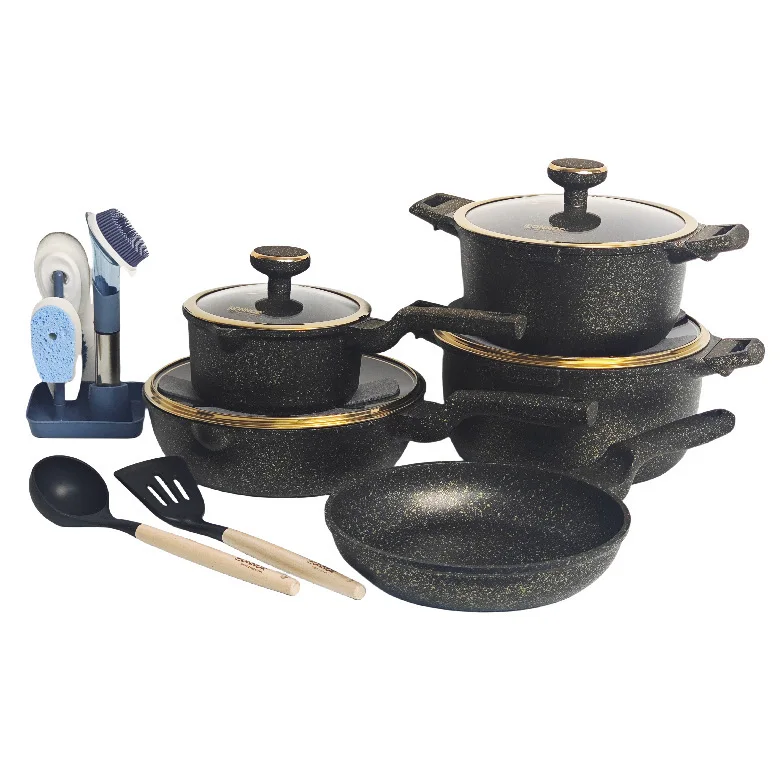 Ultra Durable 20PCS Scratch Proof Pot Set 18-28CM Soup Pan 28CM Wok Pan Cleaning Kit Kitchenware B2B Wholesale Supply Hub