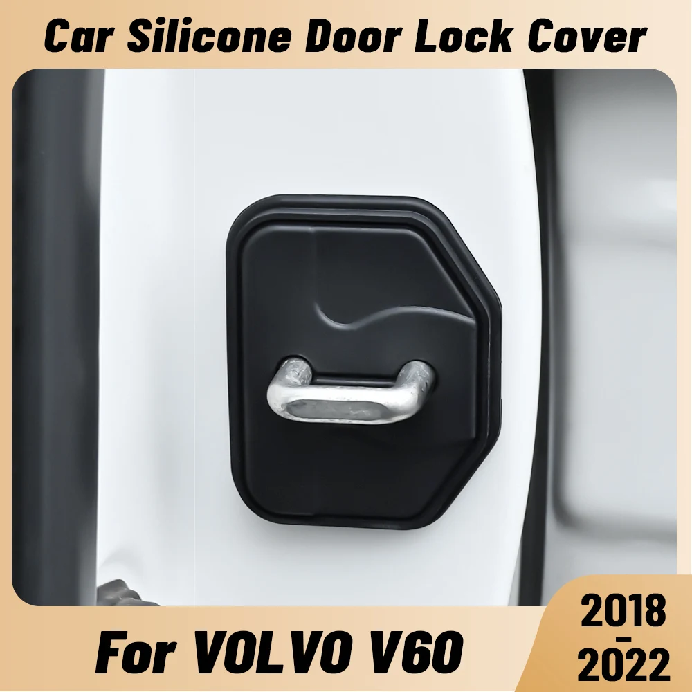 Untuk VOLVO V60 2018-2022 Aksesori Penutup Kait Kunci Pintu Otomatis Silikon Pelindung Kunci Pintu Peredam Kejut Pintu Mobil