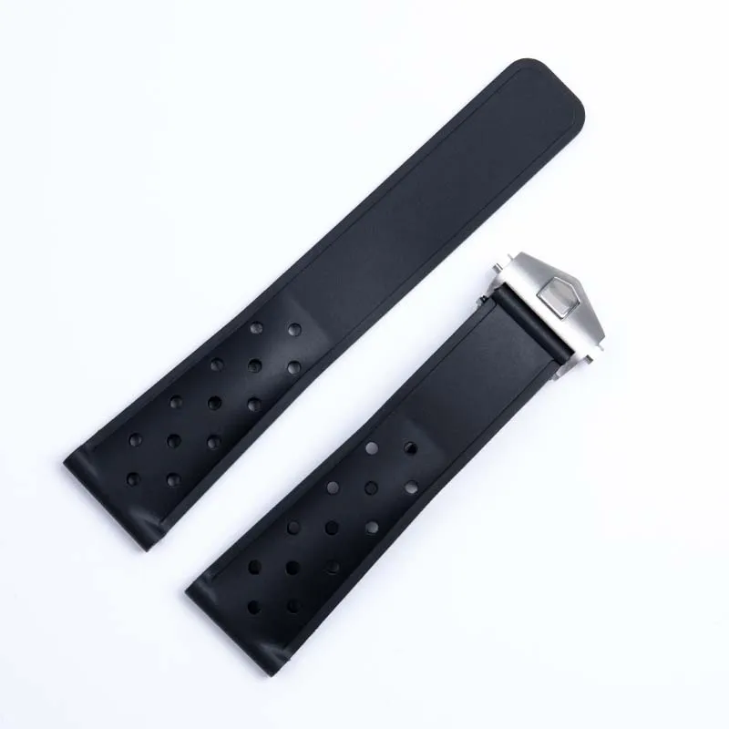 22mm Breathable Silicone Watchband for TAG heuer F1 CAZ201 WAZ2113 CAZ1010 Watch Strap Soft Rubber Bracelet and folding buckle