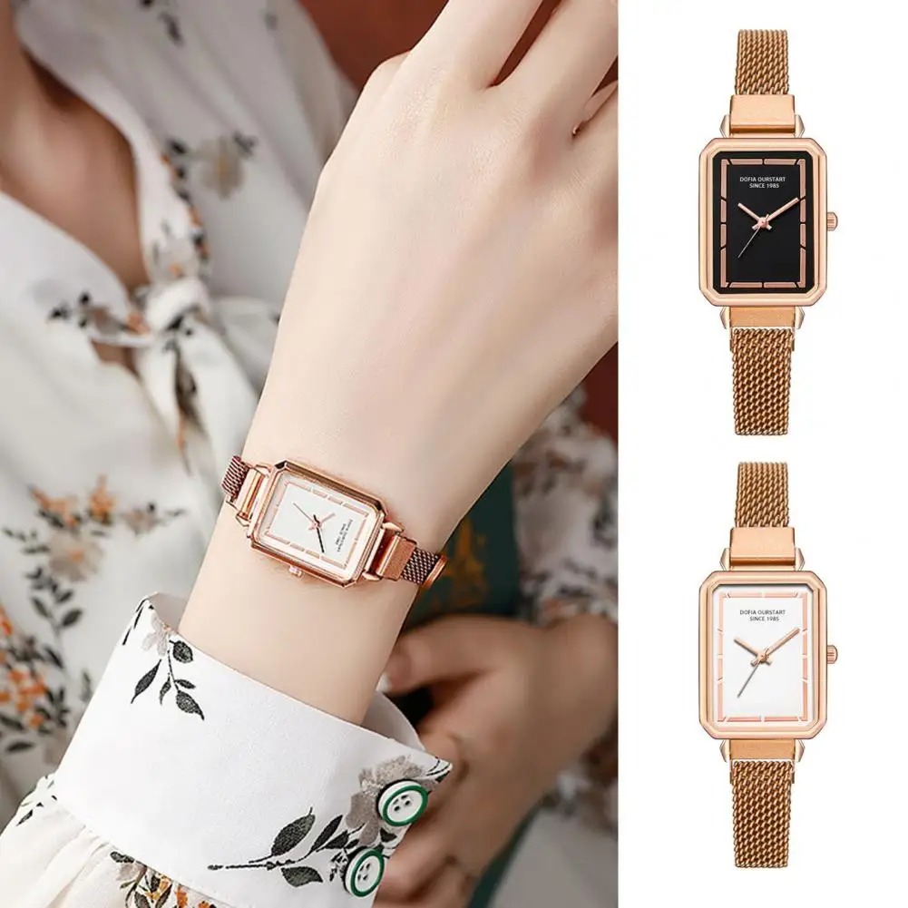 

Ladies Square Dial Watch Elegant Square Dial Women's Quartz Watch with Alloy Strap Lightweight Stainless Steel for Commuting