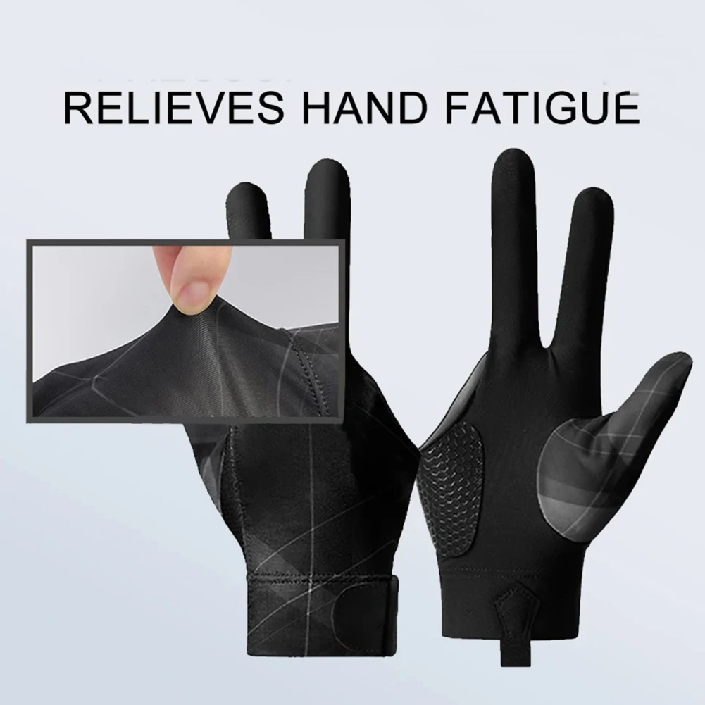 Luva Snooker de 3 dedos resistente ao desgaste para bilhar, Luvas de piscina resistentes ao desgaste, Snooker de três dedos, Gl respirável