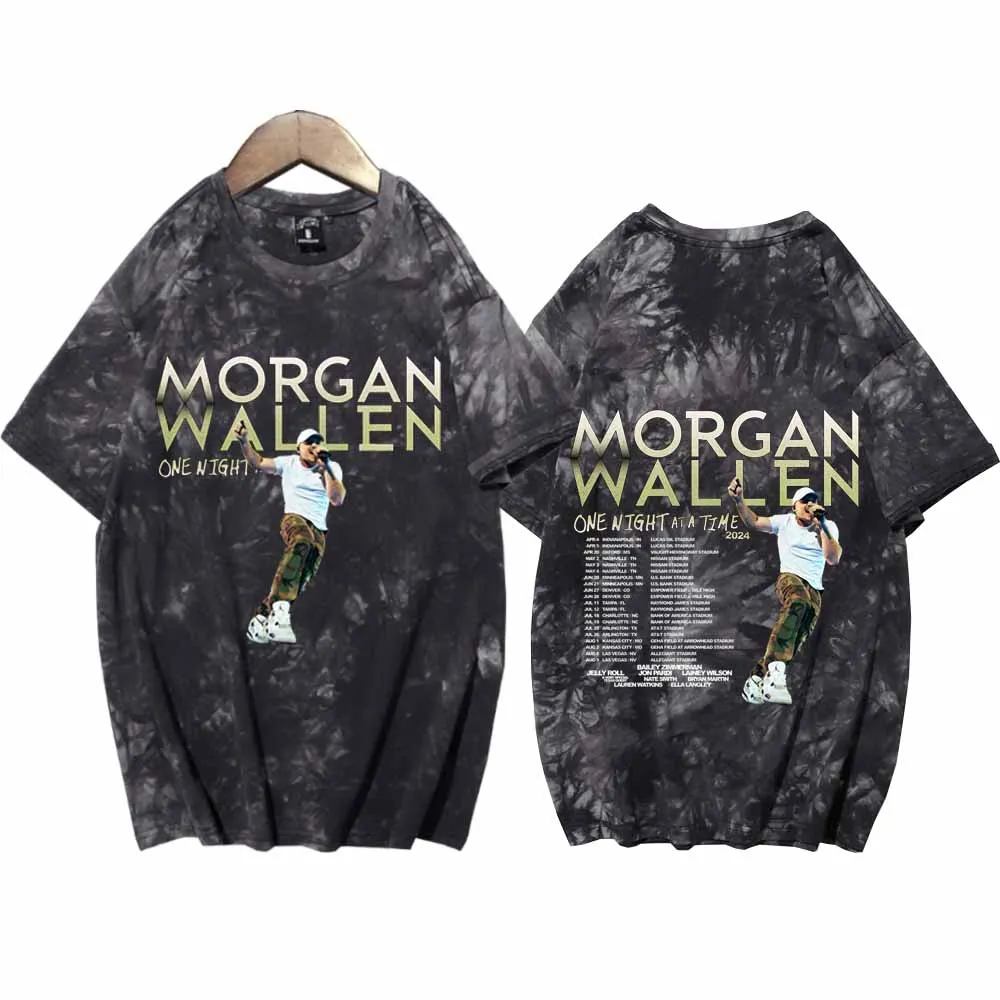 Morgan Wallen 2024 Tour Tie Dye Shirts Unisex Round Neck Short Sleeve Tee  Fans Gift