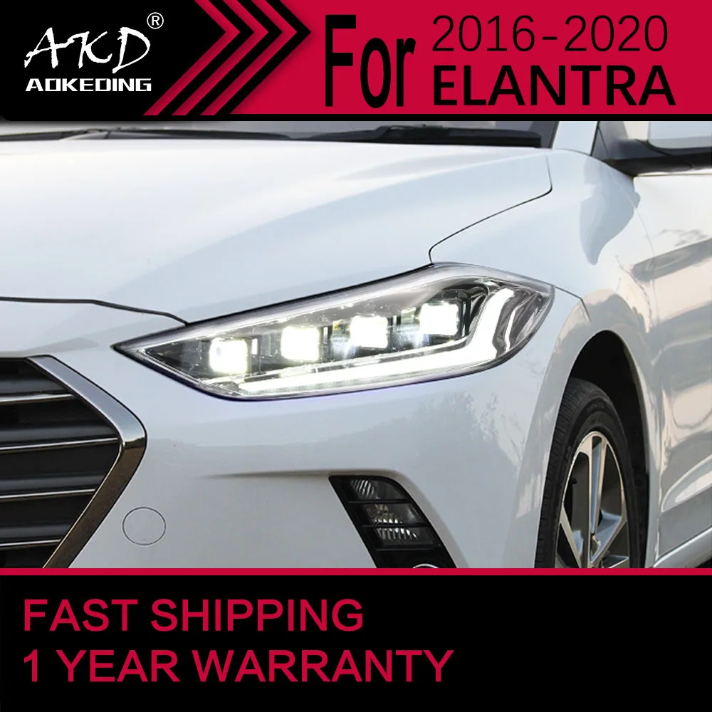 Car Lights for Hyundai Elantra LED Headlight 2016-2020 Elantra Head Lamp Drl Projector Lens Automotive Accessories