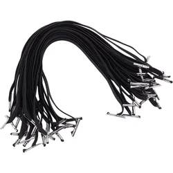 100pcs Elastic Barbed Cord, 10inch Black Flat Elastic Cord Stretch Loop Band Elastic Straps Band with Metal Barbs Ends for Party