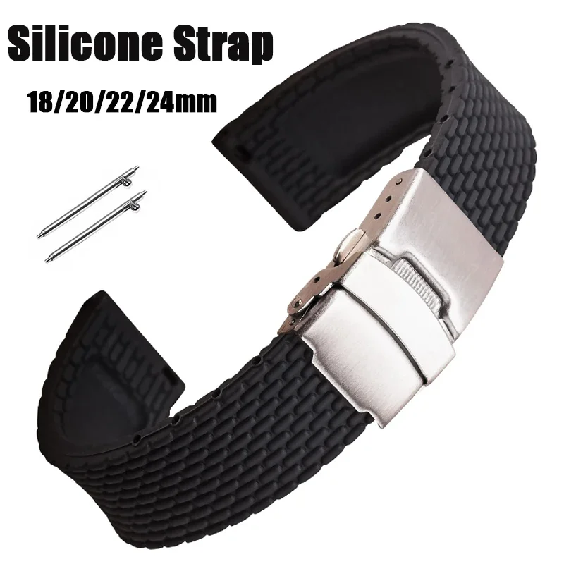 18mm 20mm 22mm 24mm esporte silicone pulseira de relógio universal das mulheres dos homens pulseira de borracha à prova dwaterproof água para samsung para huawei pulseira de relógio