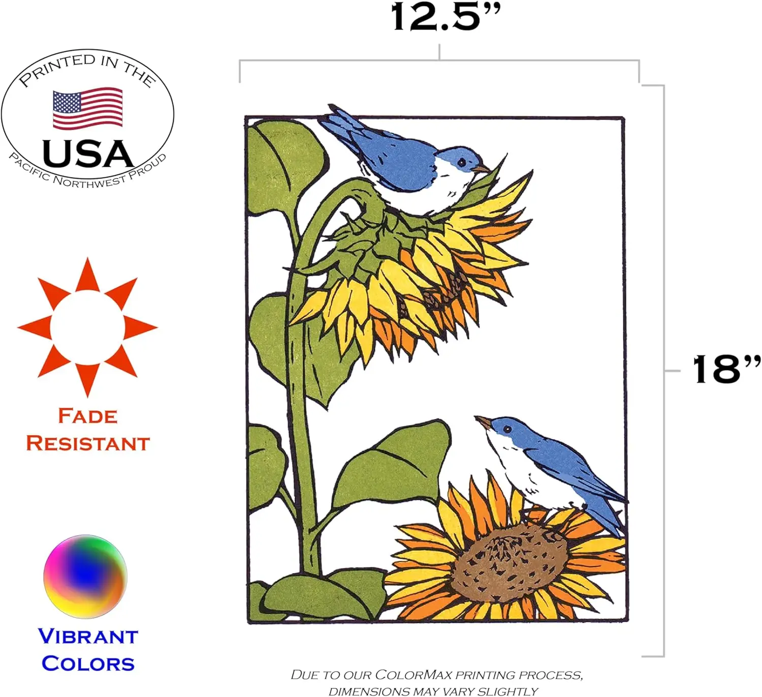 Toland Home Garden 1112558 Blue Bird Sunflowers Fall Flag 12x18 Inch Double Sided for Outdoor Bird House Yard Decoration