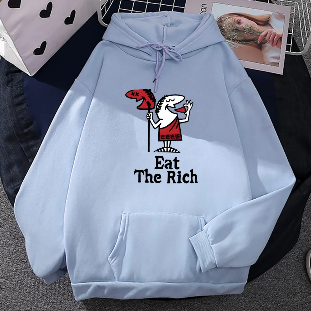 Cartoon Printing Hoodies Eat The Rich Graphic Sweatshirts Streetwear Men/Women Winter Sudaderas Harajuku Fashion Print Hoodie