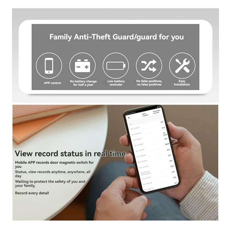 Tuya Smart Door Sensor  Home Security Window Detector Door Sensor Switch Handle Window Alarm Contact Sensor