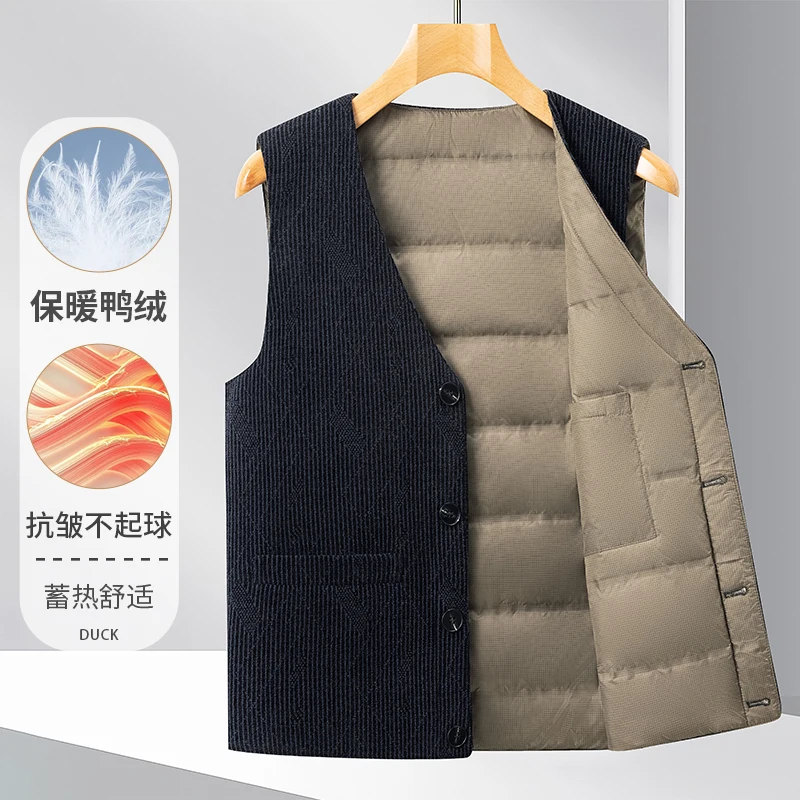 80% White Duck Jacket Vest 2025 Winter Men Classic V-Neck Warm Waistcoat Male Single Breasted Thick Down Vest