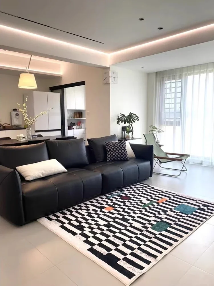 

HD-удобные мягкие роскошные ковры для гостиной, черный плед, белый ковер, можно стирать в машине, легко чистится, художественный ковер для спальни R