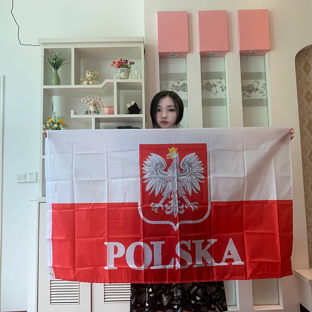 The Republic Of Poland Eagle flag 90*150cm Hanging Poland National flag for Home Decoration polish flag