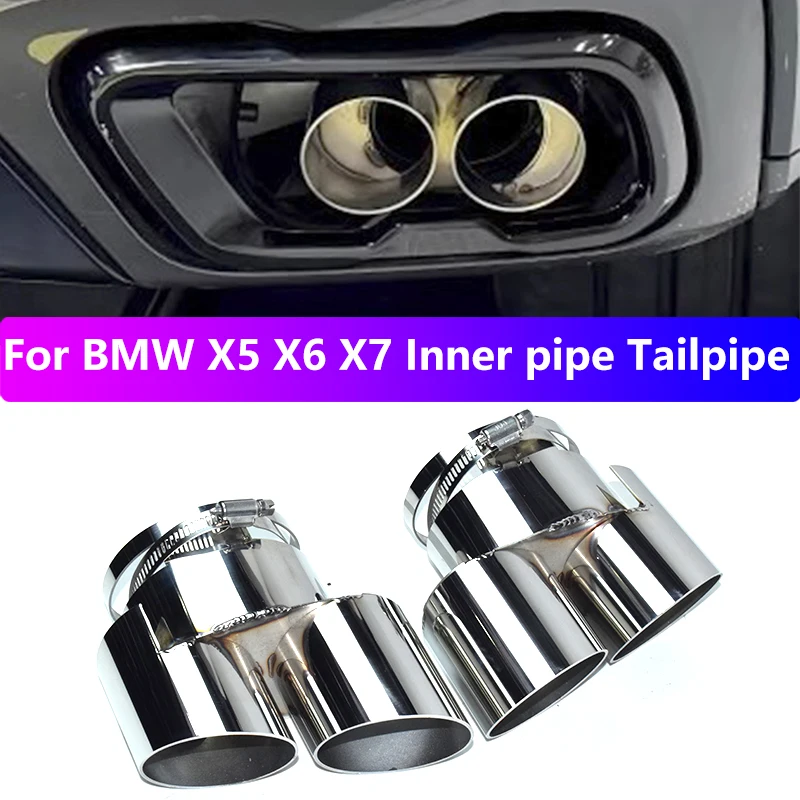 

Для BMW X5 G05 X6 G06 X7 G07 2019-2025 гг. Обновление выхлопной трубы из нержавеющей стали, черная внутренняя трубка, глушитель, декоративная крышка, наконечник сопла