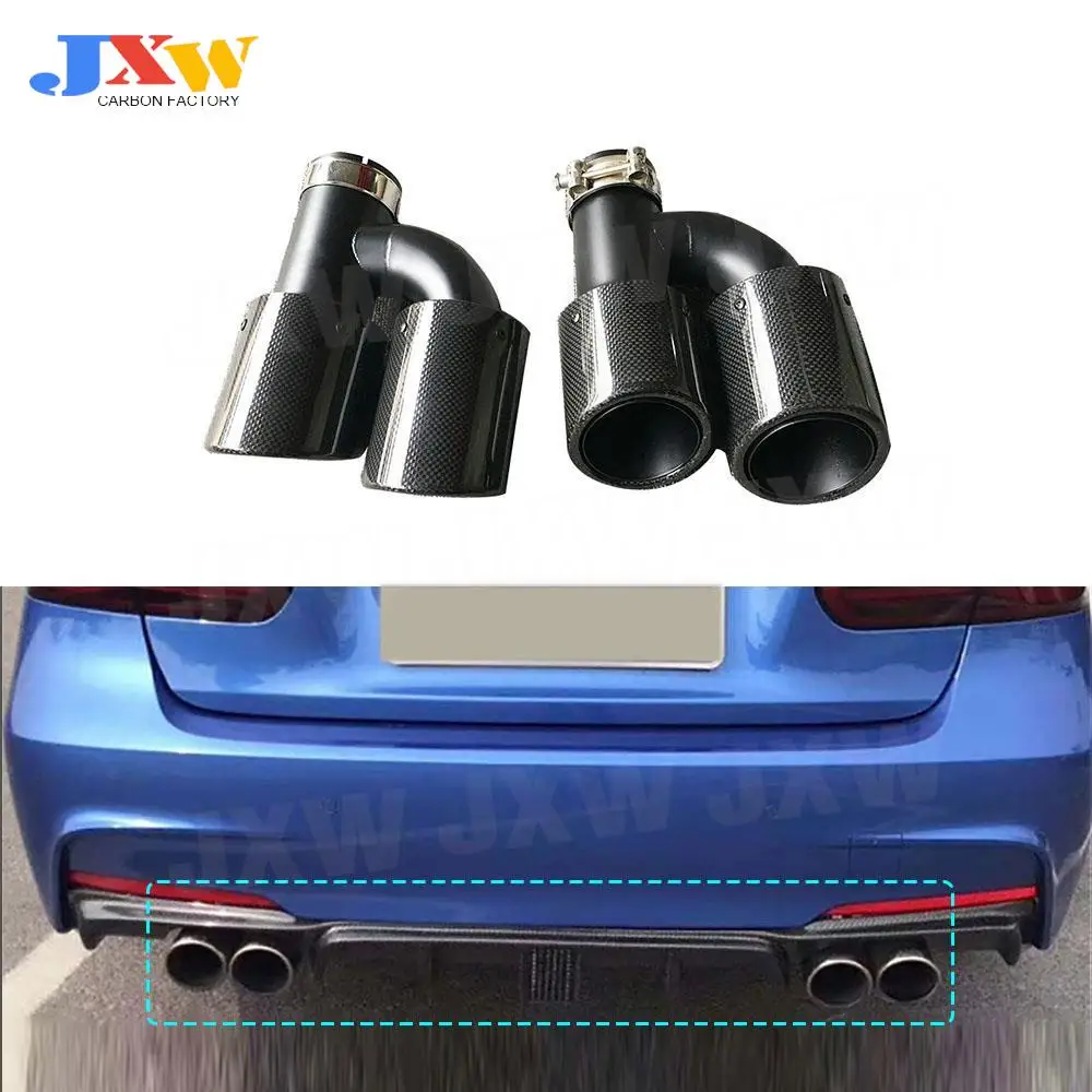 

Carbon Fiber With Stainless steel Exhaust Tips OO-OO Car Exhaust Muffler Tip Pipes For Audi Car Accessories