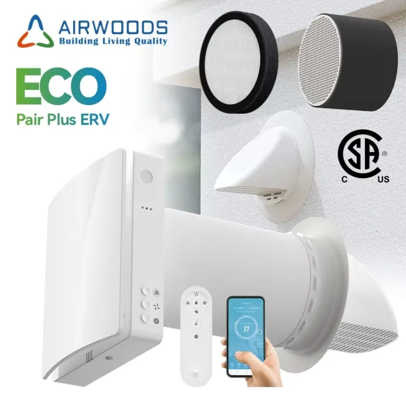 

Airwoods Brand Hrv Home Ventilation System Air Exchange System Ductless Erv