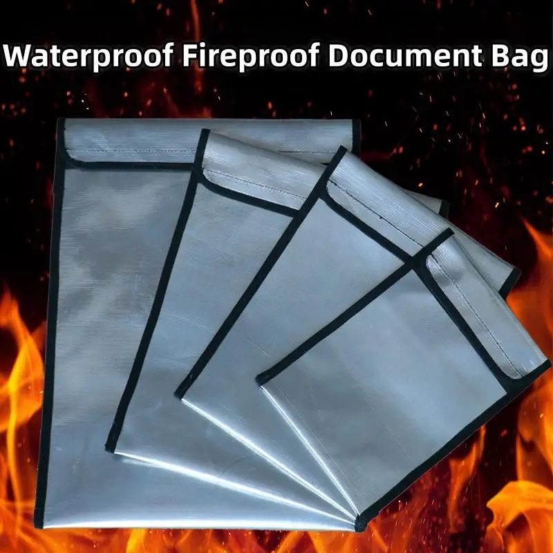 

Waterproof Fireproof Document Bag Heat Resistant Large Capacity Safe Pouch for Valuables Cash Travel Emergency Home Use