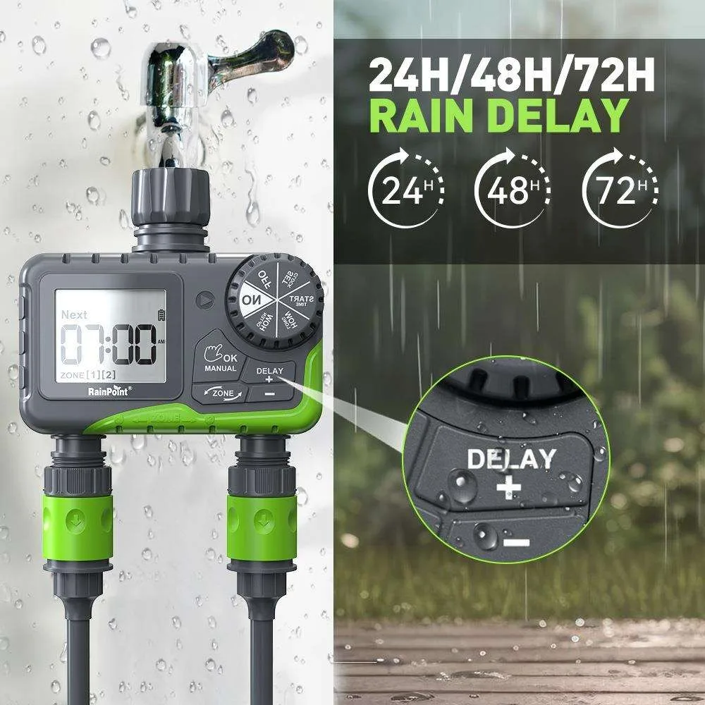 2025 جهاز تحكم ذكي في توقيت الري ثنائي القناة جهاز سقي أوتوماتيكي لحديقة الحديقة