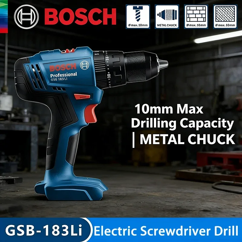 Bosch GSB 183-Li Multi-use Power Tool, Brushless Cordless Impact Drill with 56Nm Torque for Wood & Metal Projects