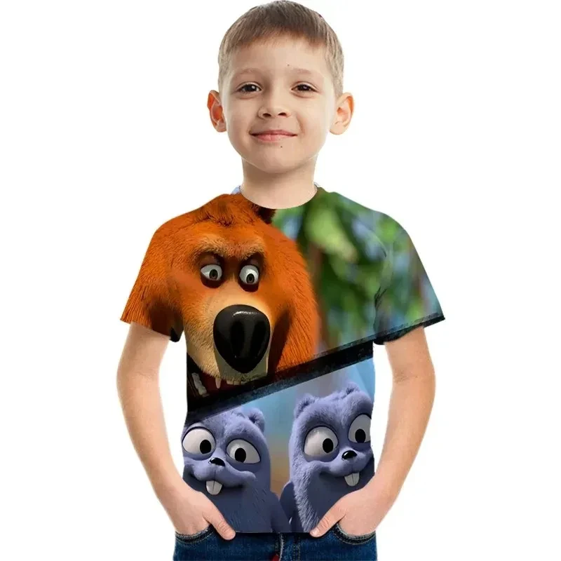 New Grizzy And The Lemmings T-shirts Children Cartoon 3D T Shirts Camiseta Boys Girls Teens Toddler T shirts Summer Kids Tee Top