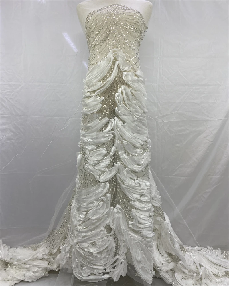 ผ้าลูกปัดคุณภาพสูง ผ้าปักเลื่อมหรูหราสไตล์แอฟริกันล่าสุด ผ้าปักลายเจ้าบ่าว ผ้าลูกไม้ฝรั่งเศสสำหรับตัดเย็บชุดแต่งงาน