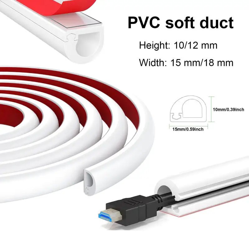 1M Self-Adhesive PVC Floor Cable Protector, Flexible Cord Cover Sheath for Indoor Wires, Safety Ramp, Easy Install Cable Hider view 4