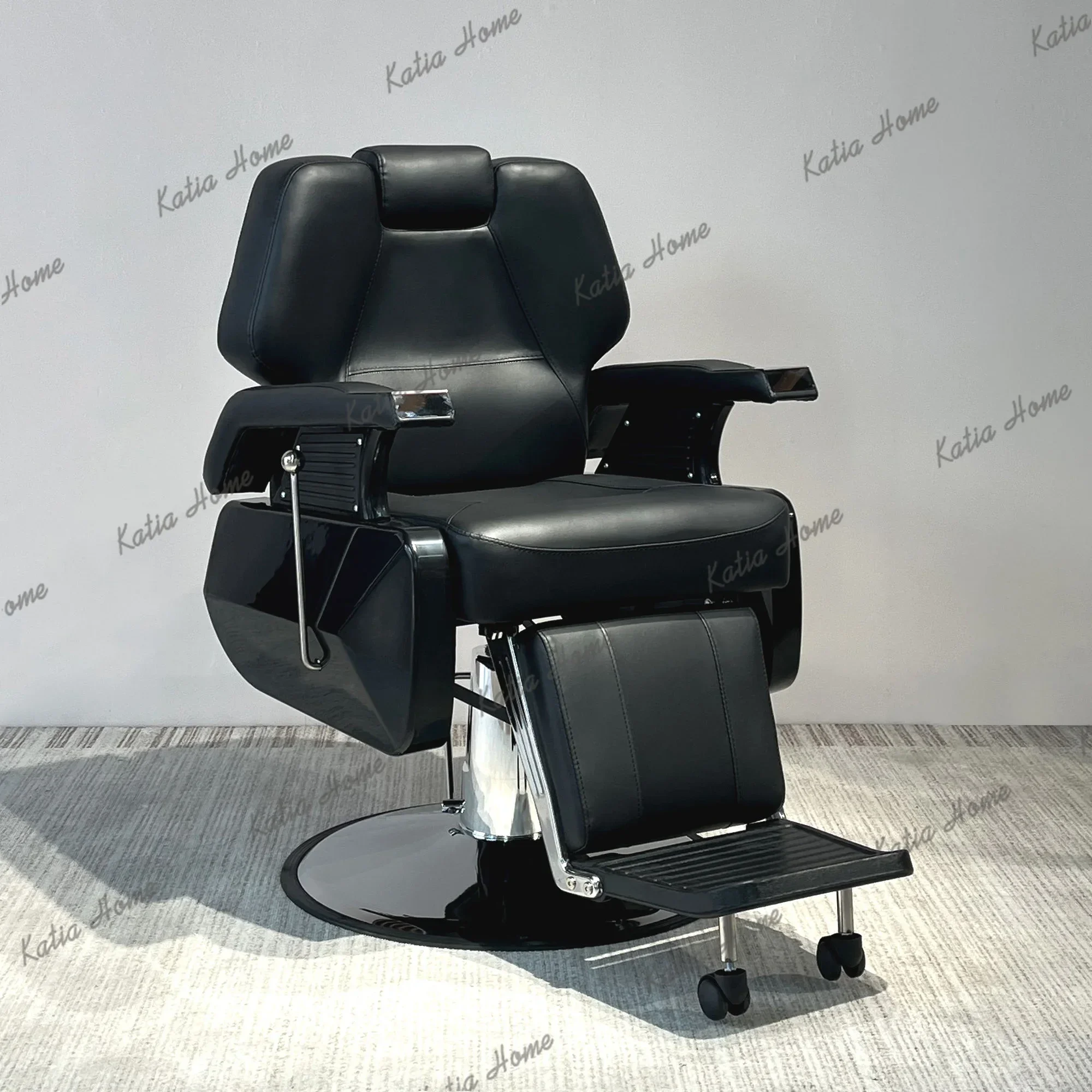 LSHeavy Duty Hydraulic Barber Chair Reclining PU Leather Styling Chair Removable Headrest Hairdressing Beauty Salon Furniture