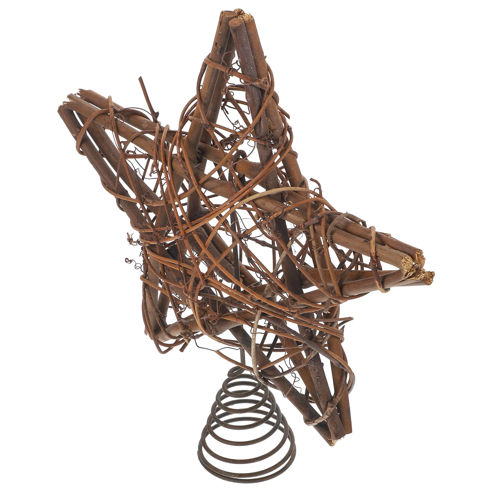 Rattan Christmas Star Vintage Decor Tree Top Decoration Five-pointed Wicker Topper Wreath