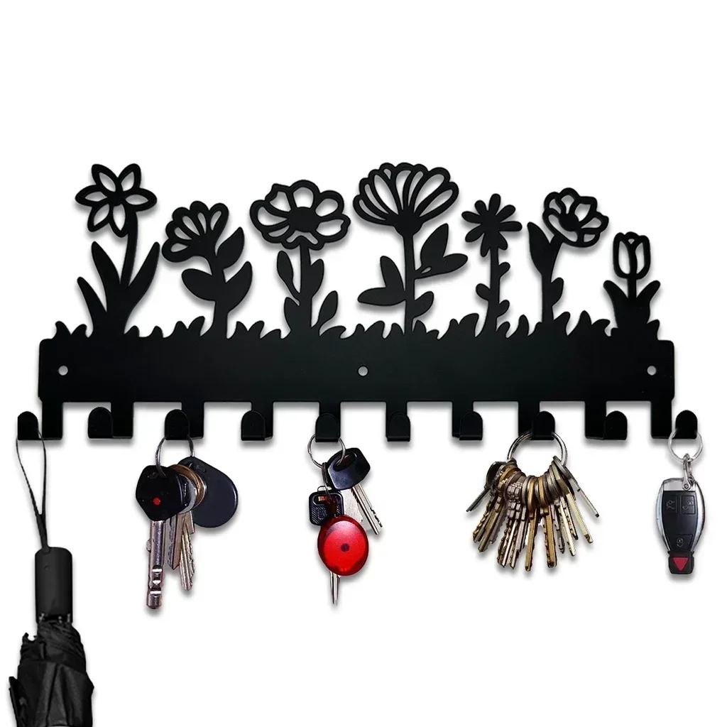 Flower Design Key Holder Metal Wall Mounted Rack Hook Wall Hanging Storage Rack Coat Rack Key Hanger Wall Hanging key Hanger