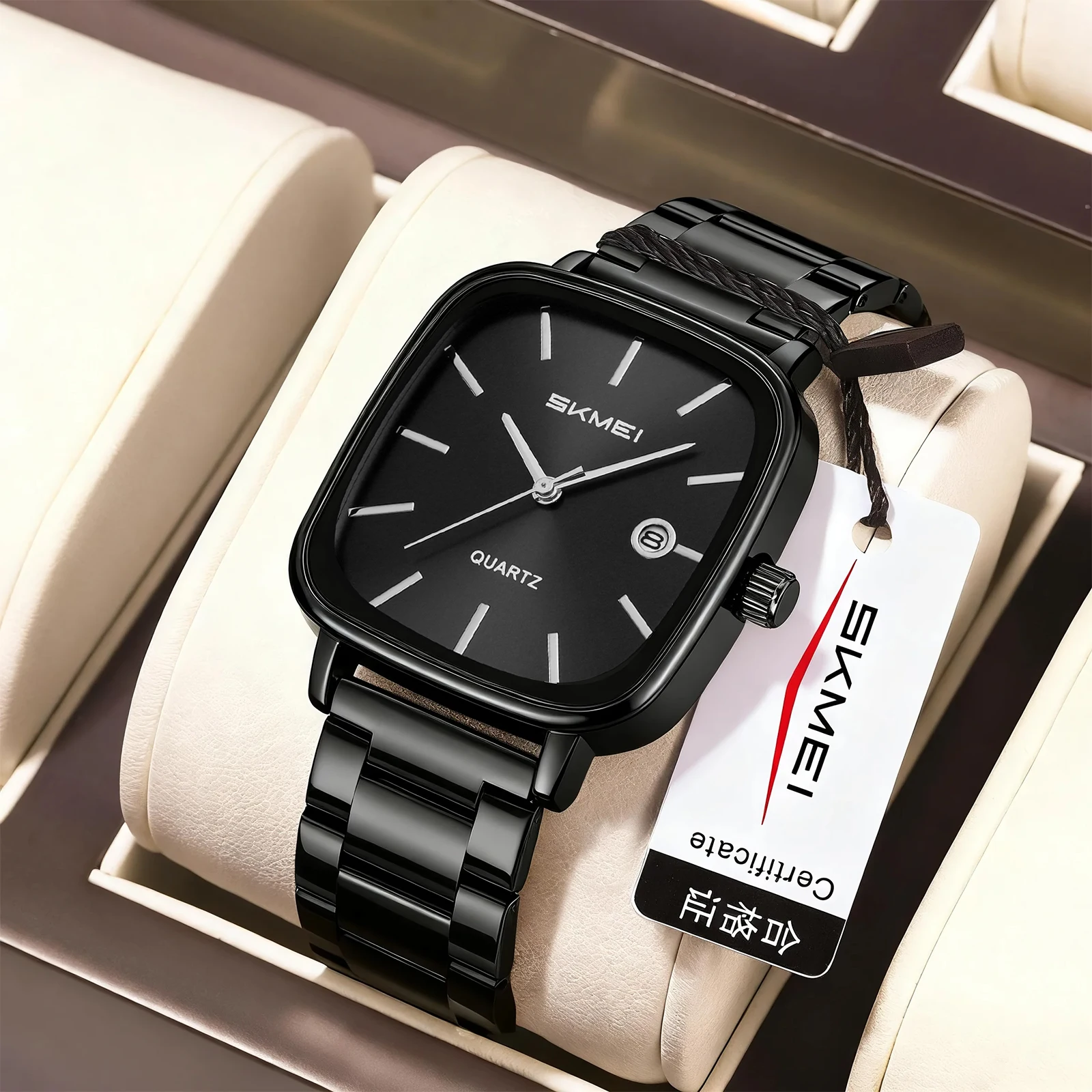 

SKMEI креативные кварцевые часы с полосой из нержавеющей стали, модные роскошные часы с датой для мужчин, женщин, дам, повседневные водонепроницаемые наручные часы