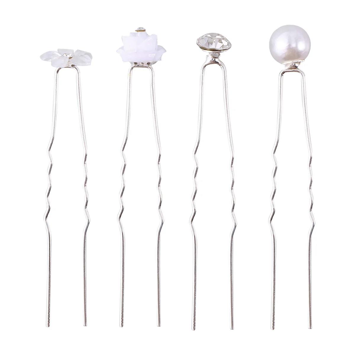 

40 Pcs Wedding Hairpin Bridal Flower Women Floral Bride Metal U shaped Hair Clips for HairDecoration Elegant Rhinestone