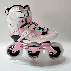 Kids Carbon Fiber Speed Skates 3 wheels Youth Inline Skates Roller Skates Roller Sneakers Blue Pink Size 27-38