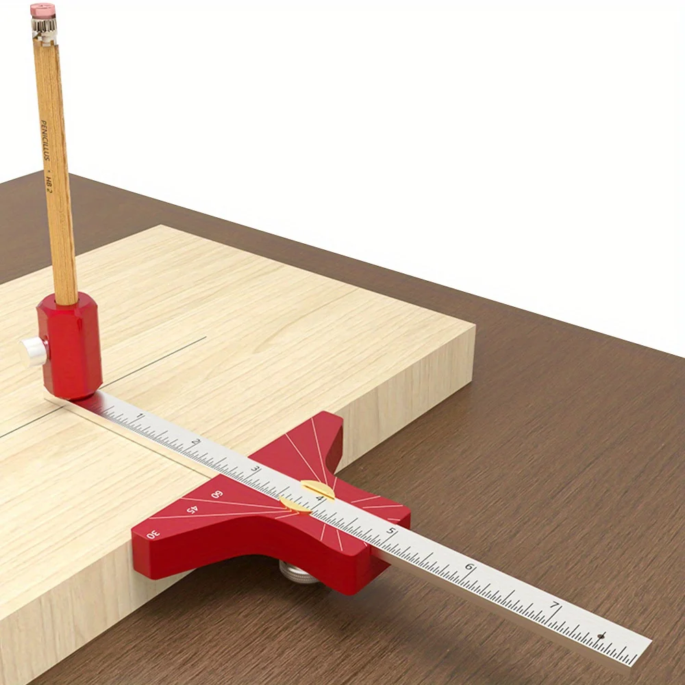 Aluminiowy wysokościomierz do drewna, liniowy trasownik, narzędzie do rysowania równoległych linii, wielofunkcyjny marker do majsterkowania w drewnie.
