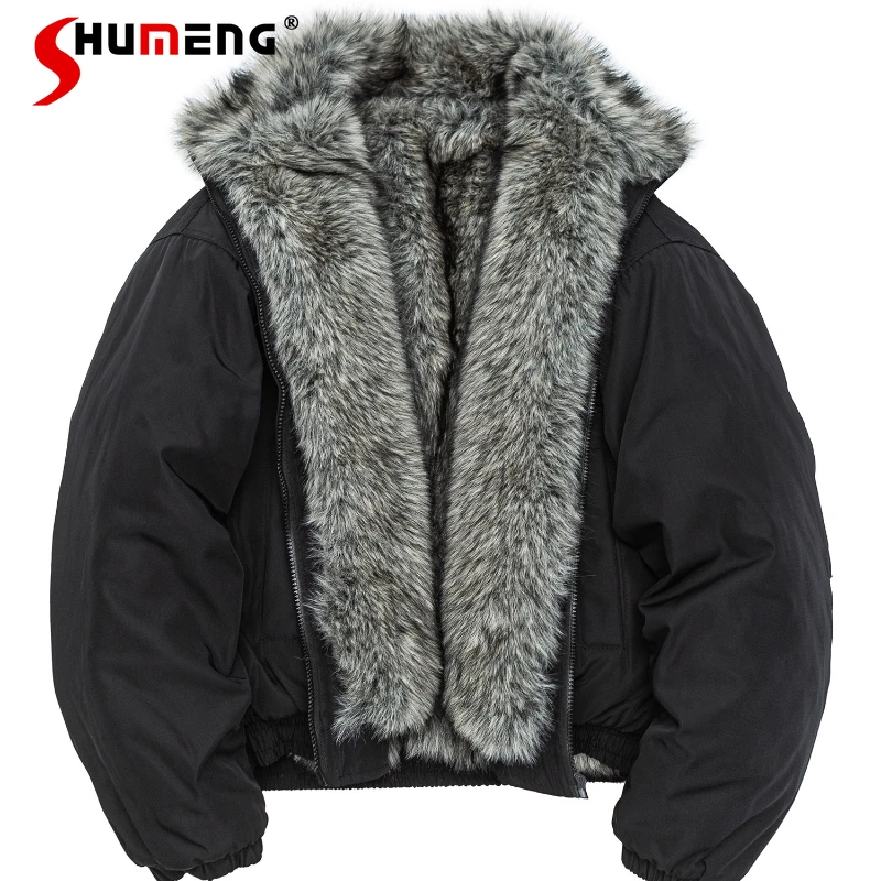 

Men Women 2025 Autumn Winter New Parkas Stylish Design Trendy Faux Fur Collar Parkas Long Sleeve Loose Comfort Warm Chic Coats