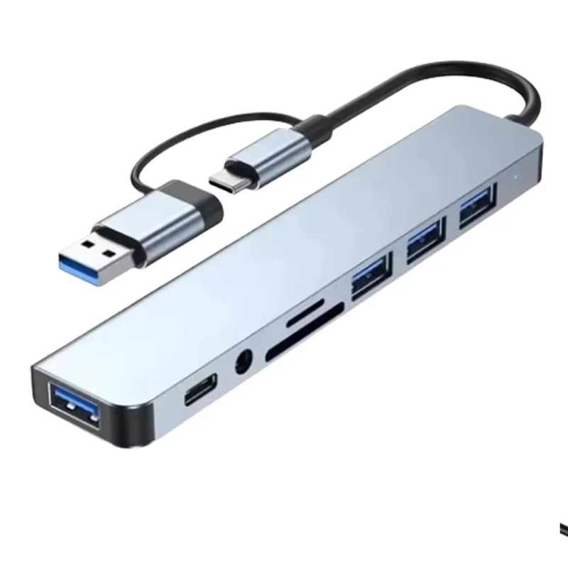 8 In 1 USB C Hub Expander Multiport Adapter Typ C Splitter Dock USB 3 Port Für Xiaomi Telefon tablet Schnelle Datenübertragung Aufladen