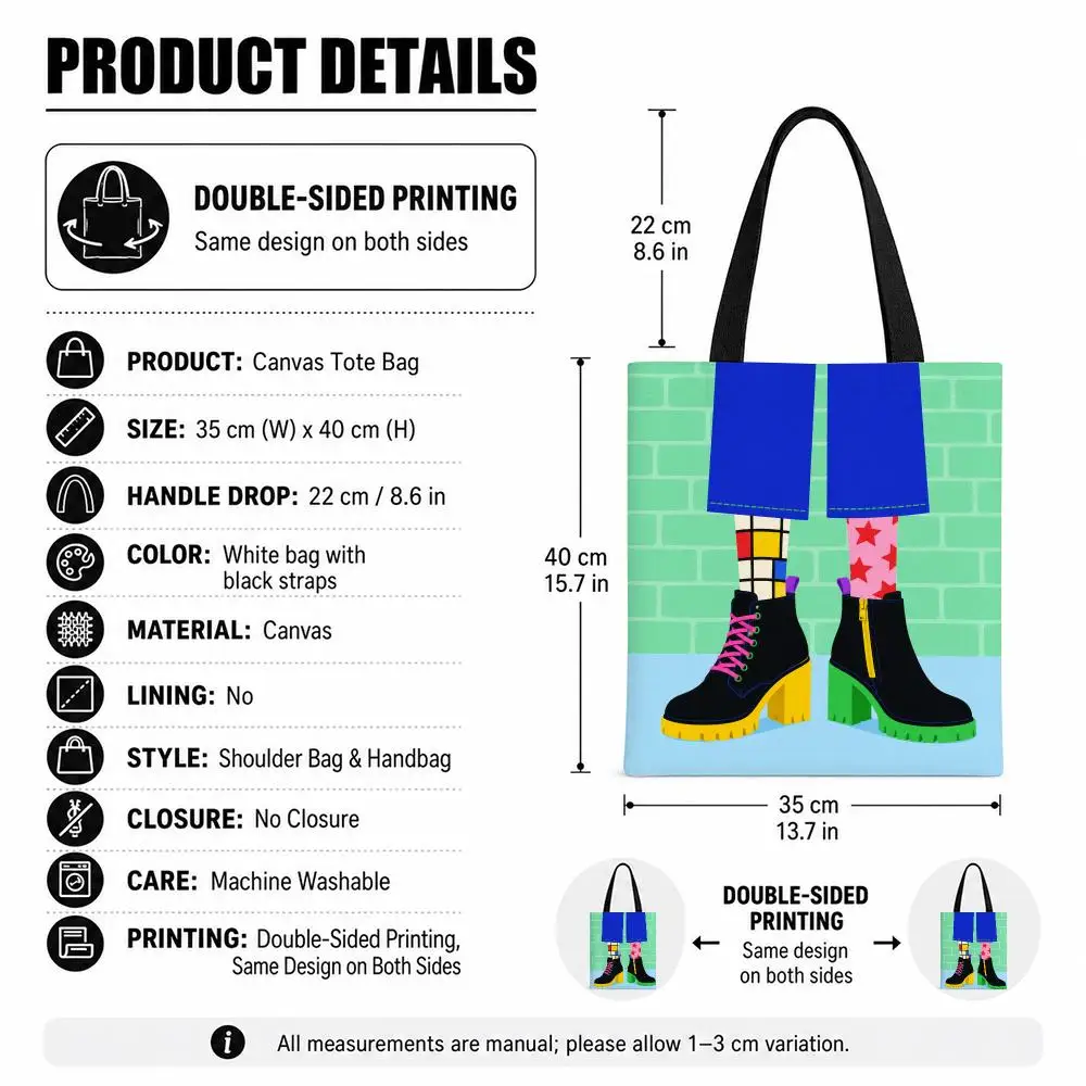 Illustration Foot Storage Bags Storage Bag Canvas Tote Bag Foldable Reusable Shopping gifts commuting