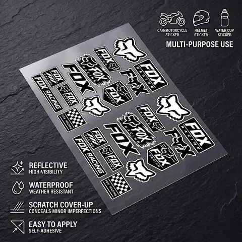 Fox RA-C-ing High Visibility Reflective Waterproof Decal Scratch Hide Sticker Fit Car Motorcycle Helmet Refrigerator