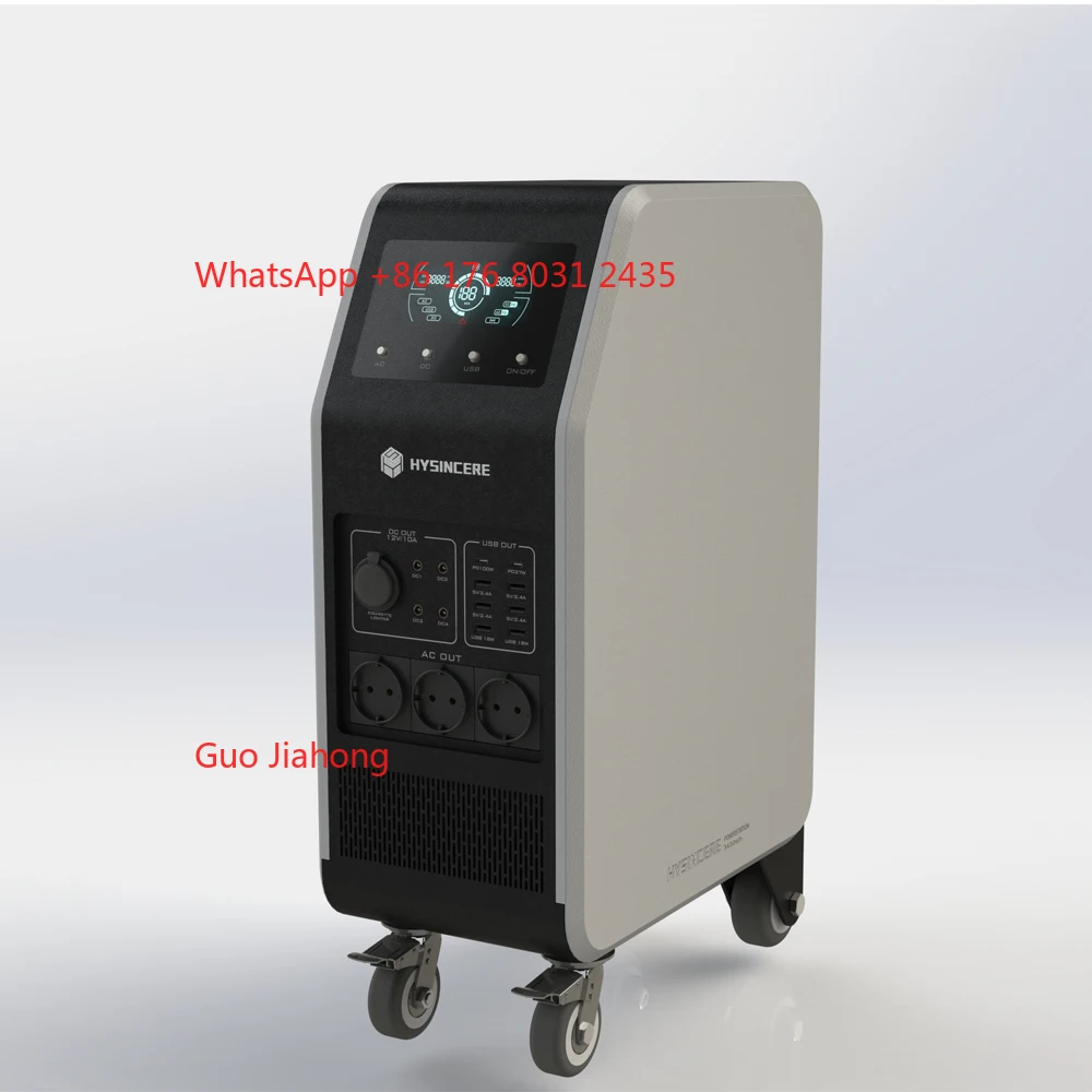 

3kw Solar Portable Power Station 110v 220v 3000w Inverter Lifepo4 Battery Fast Charging Ups Convenient with Wheels
