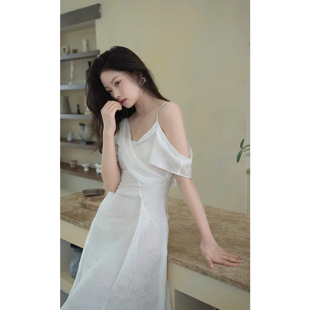 

Оригинальное шелковое платье Wcouture с вышивкой, асимметричным дизайном, прозрачное, изысканное, с завышенной талией, А-силуэт, юбка-миди