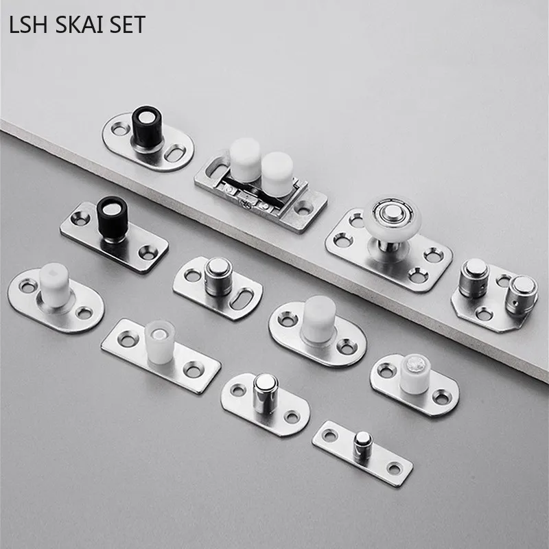 

2pcs Folding Sliding Door Positioner Sliding Door Wheels Rollers Shower Door Lower Guide Pulley Stopper Wood Furniture Hardware