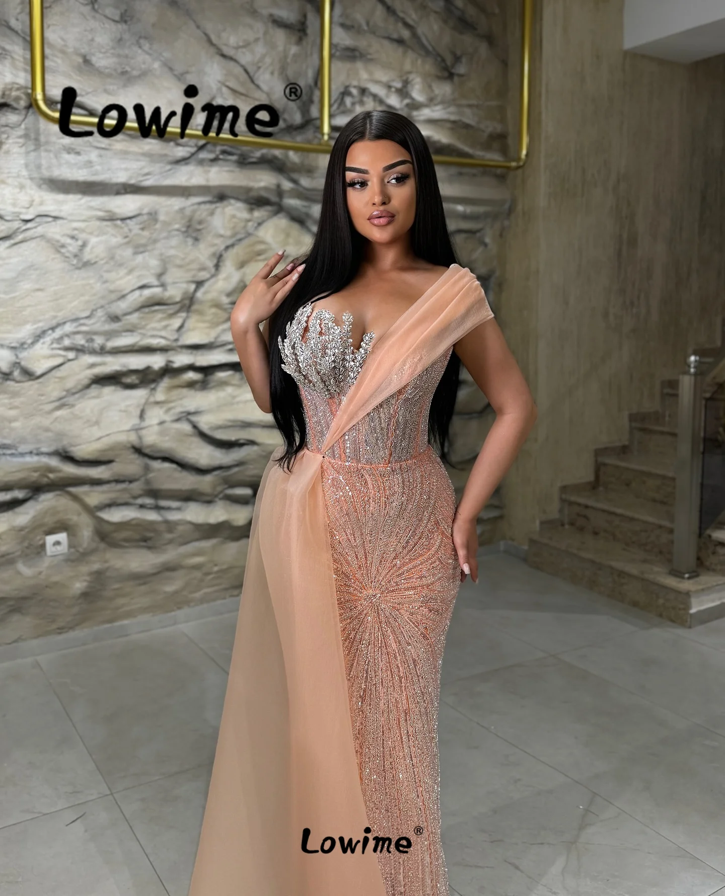 2024 Modern Crystals Mermaid Prom Dresses Long Wedding Party Dress Engagement Gowns Side Train Beads Sequined Women Evening Gown